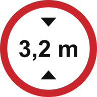 Schematisches Verkehrszeichen: Höhenbegrenzung 3,2 m – Beispiel