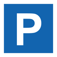 Schematisches Verkehrszeichen: Parken erlaubt – unter Bedingungen