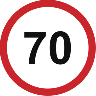 Schematisches Verkehrszeichen: 70 km/h – Beispielzeichen