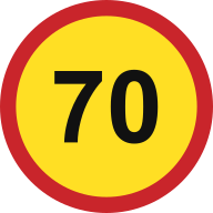 Schematisches Verkehrszeichen: 70 km/h – Beispielzeichen