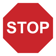 Schematisches Verkehrszeichen: STOP – vollständig anhalten